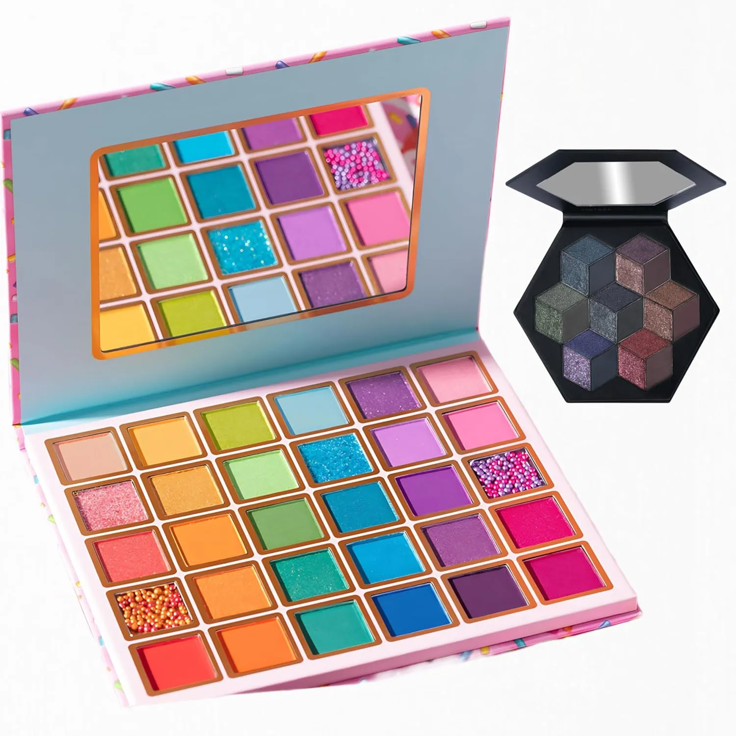 51-Color Eyeshadow Set - 30 Rainbow & 21 Smokey Palettes | Matte, Shimmer, Glitter | Waterproof, Vegan, Cruelty-Free | Makeup Gift Bundle