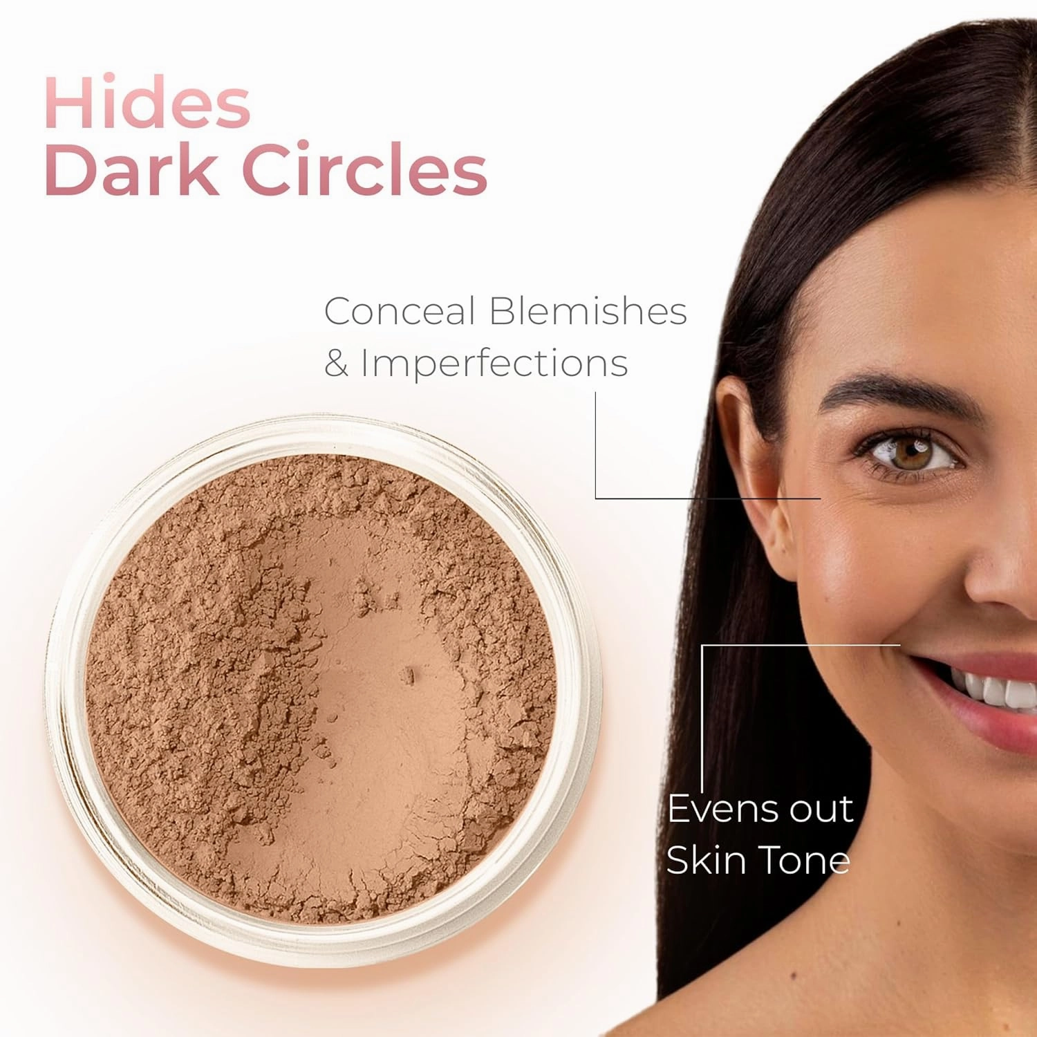 5pc KIT Mineral Makeup Bare Face Set Full Coverage Concealer Blush Foundation Illuminating Powder (Ebony)