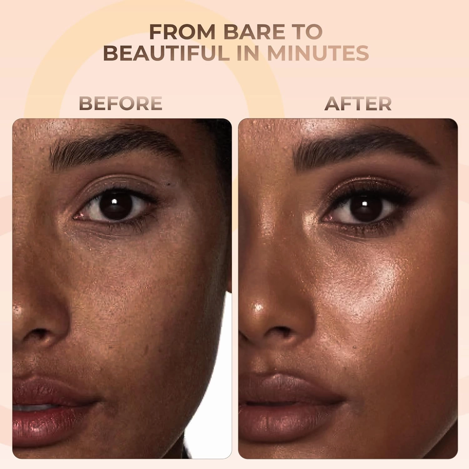 5pc KIT Mineral Makeup Bare Face Set Full Coverage Concealer Blush Foundation Illuminating Powder (Ebony)
