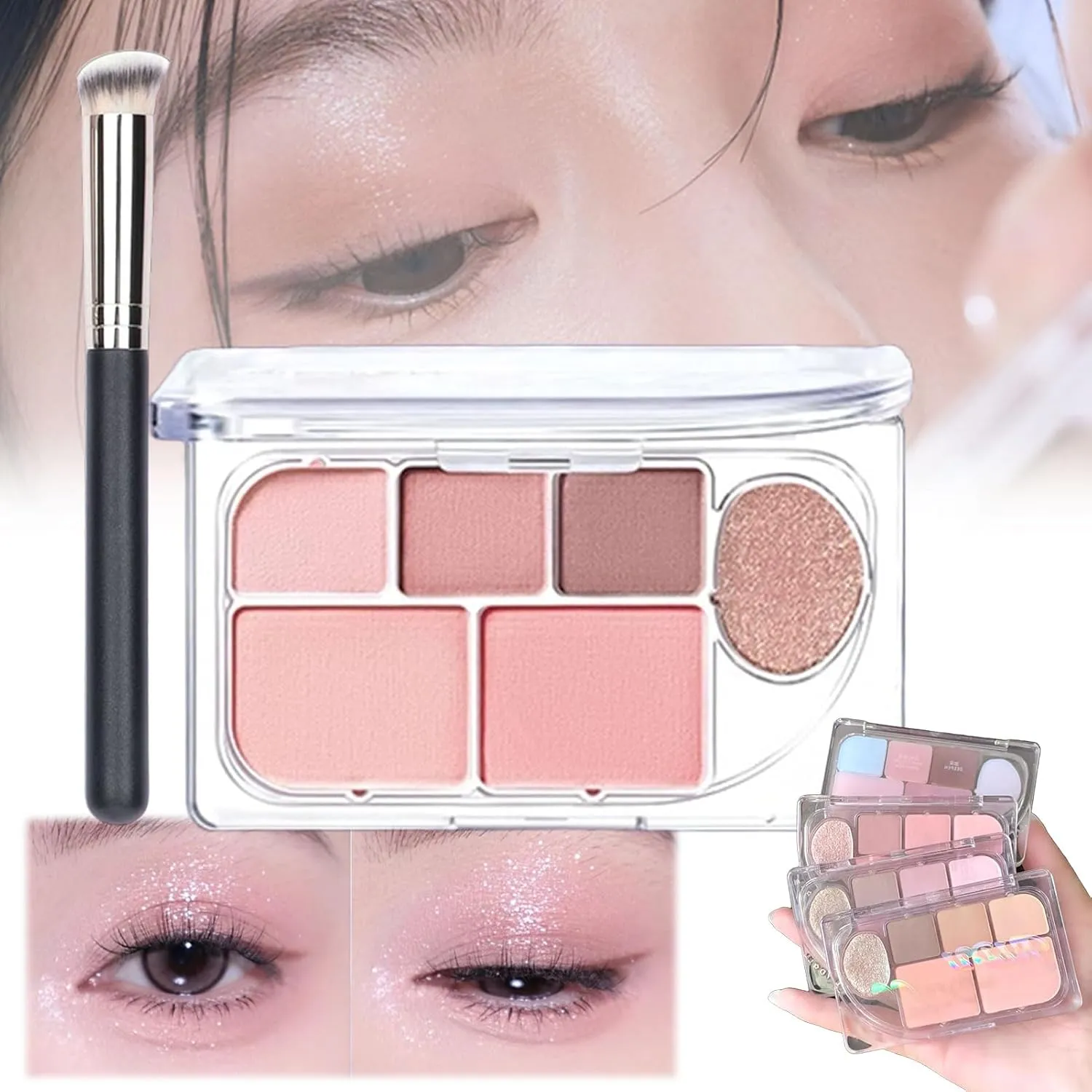 6 Color Eyeshadow Palette, 6-Color Palette, Matte & Shimmer All in One Long Lasting Waterproof Ultra-Blendable Highlighter Blusher Eyeshadow (#01 Oxygen peach)