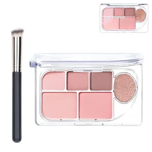 6 Color Eyeshadow Palette, 6-Color Palette, Matte & Shimmer All in One Long Lasting Waterproof Ultra-Blendable Highlighter Blusher Eyeshadow (#01 Oxygen peach)