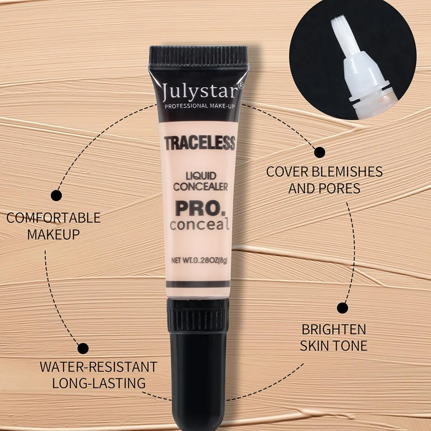 6 Colors Liquid Concealer, Professional Full Coverage Long Lasting Matte and Poreless Ultra Blendable Concealer, Skin Fit Cover Liquid Concealer Face Makeup for All Skin Tones, 6 x 8 ml