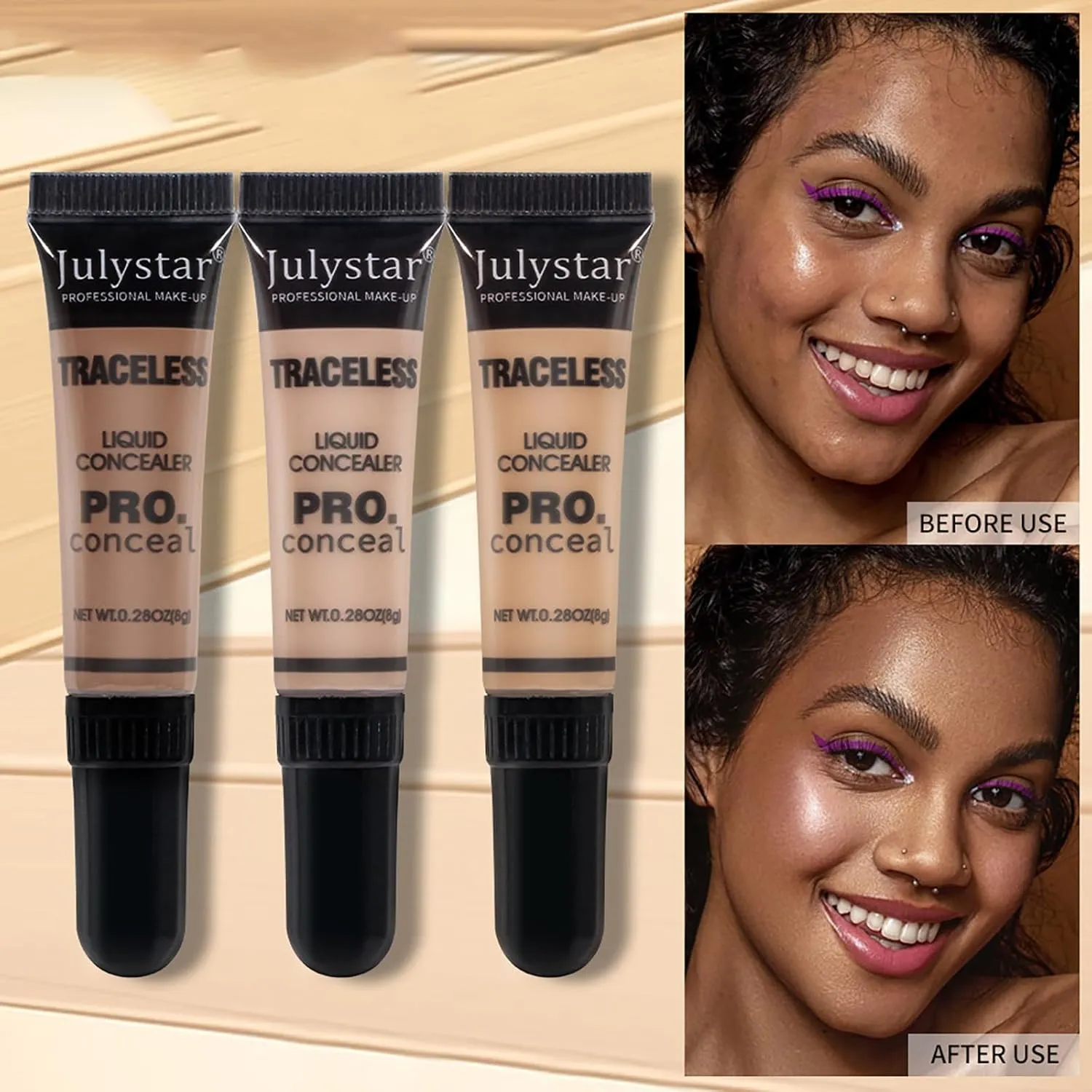 6 Colors Liquid Concealer, Professional Full Coverage Long Lasting Matte and Poreless Ultra Blendable Concealer, Skin Fit Cover Liquid Concealer Face Makeup for All Skin Tones, 6 x 8 ml