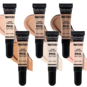 6 Colors Liquid Concealer, Professional Full Coverage Long Lasting Matte and Poreless Ultra Blendable Concealer, Skin Fit Cover Liquid Concealer Face Makeup for All Skin Tones, 6 x 8 ml