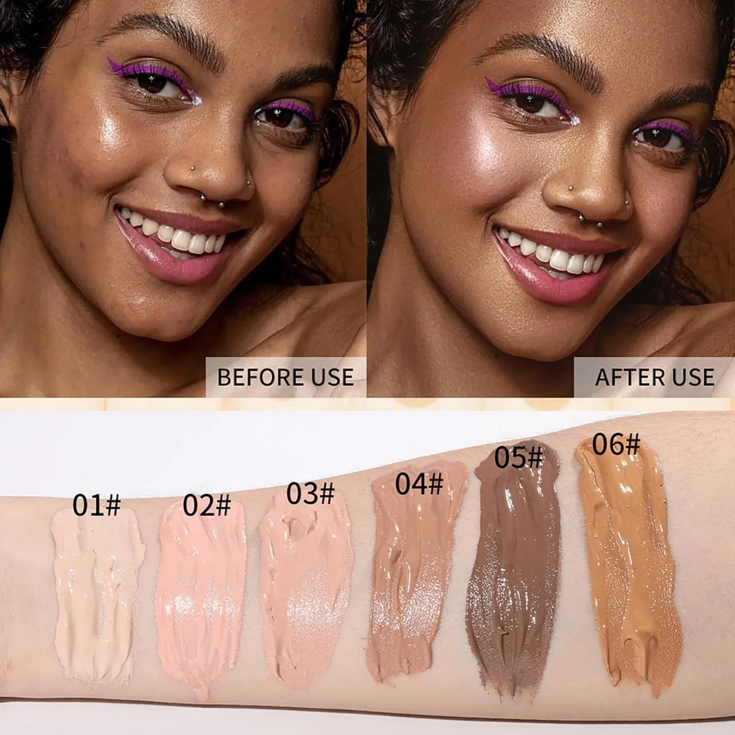 6 Colors Liquid Concealer, Professional Full Coverage Long Lasting Matte and Poreless Ultra Blendable Concealer, Skin Fit Cover Liquid Concealer Face Makeup for All Skin Tones, 6 x 8 ml