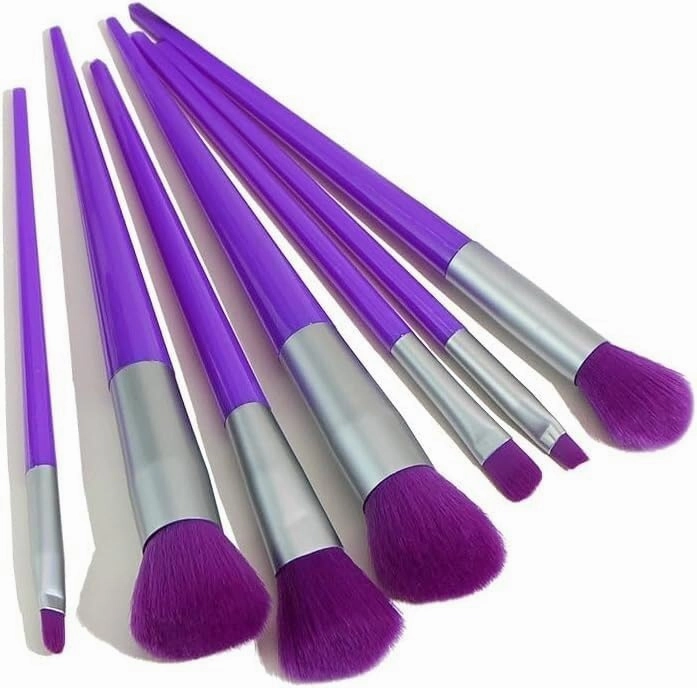 7pcs Fluorescent Makeup Brushes Set Diamond Powder Eye Shadow Beauty Tools(Argento)