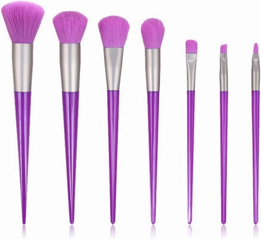 7pcs Fluorescent Makeup Brushes Set Diamond Powder Eye Shadow Beauty Tools(Argento)
