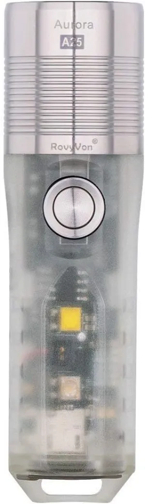A25 Flashlight with Side Light Shining In The Dark,Water Resistant,EDC Keychain Flashlight with Replaceable rechargeable Battery, Rovyvon (White UV Cree)