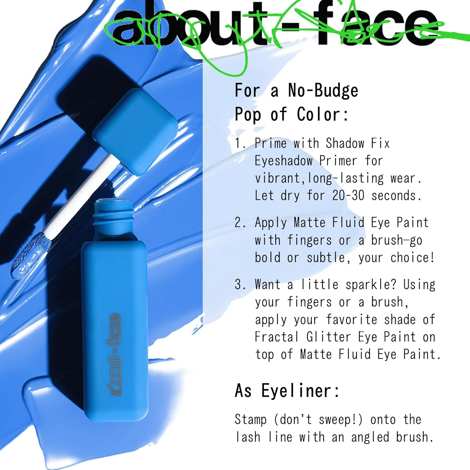 aboutface Matte Fluid Eye Paint Blue Monday – High-Pigment Liquid Eyeshadow, Long-Lasting, No-Budge Matte Finish, Vegan & Cruelty-Free (Bright Blue)