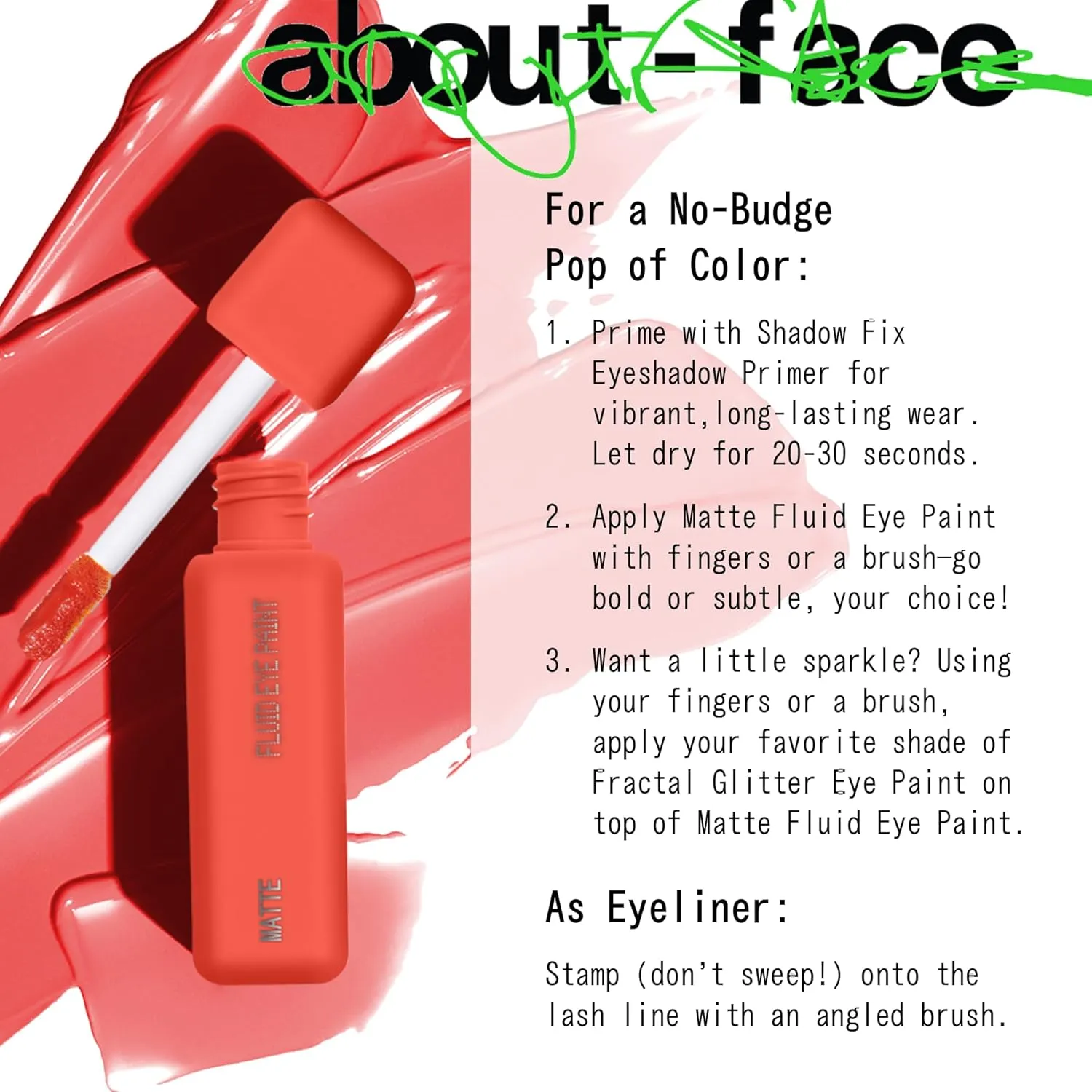 aboutface Matte Fluid Eye Paint Marigold – High-Pigment Liquid Eyeshadow, Long-Lasting, No-Budge Matte Finish, Vegan & Cruelty-Free (Bright Coral)