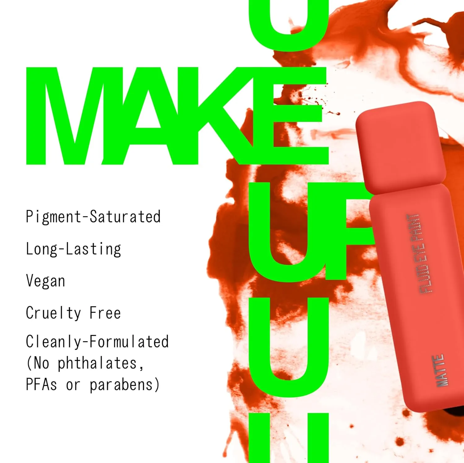 aboutface Matte Fluid Eye Paint Spectre – High-Pigment Liquid Eyeshadow, Long-Lasting, No-Budge Matte Finish, Vegan & Cruelty-Free (Bright Red/Orange)