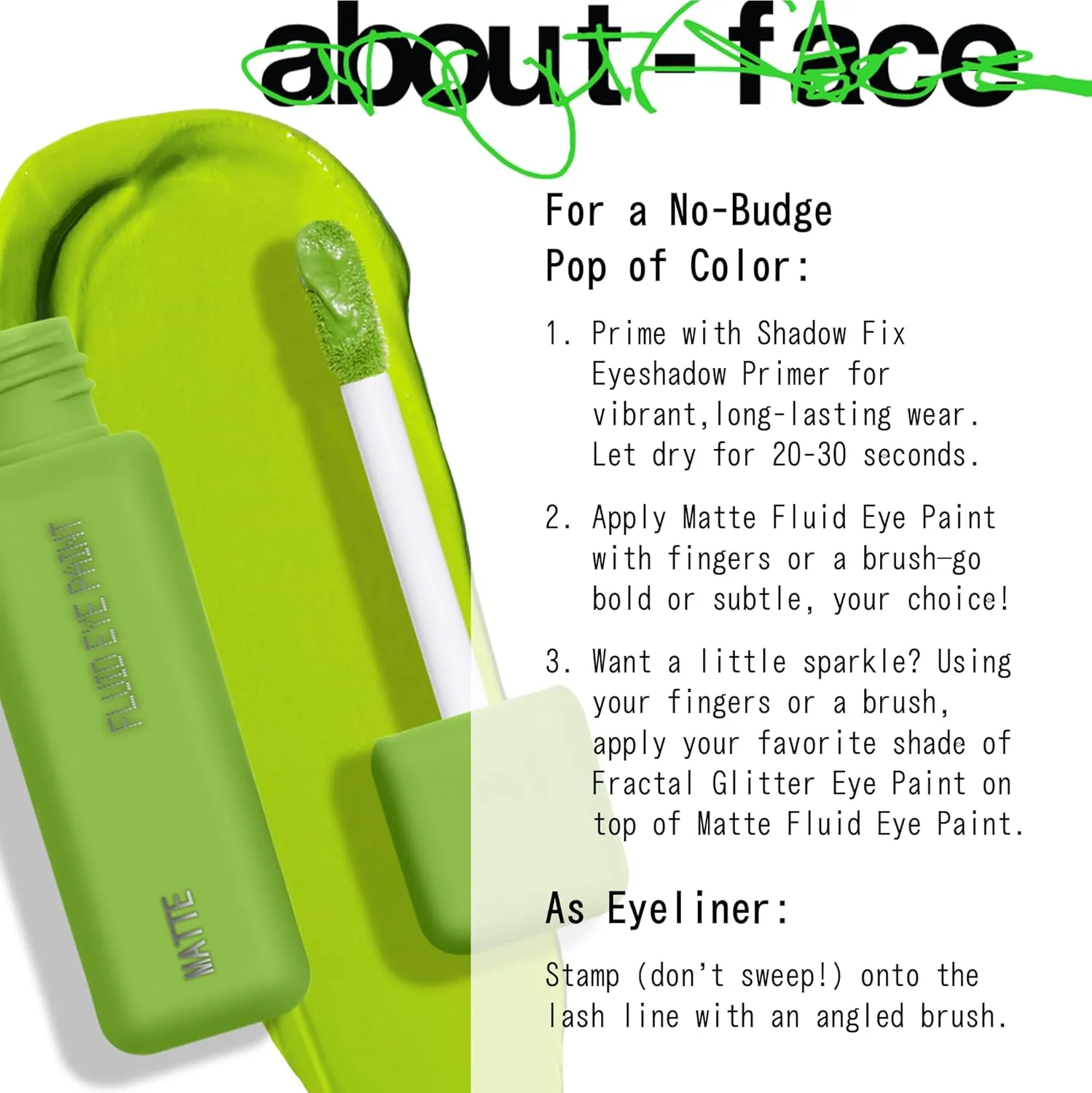 aboutface Matte Fluid Eye Paint Vertigo Flowers – High-Pigment Liquid Eyeshadow, Long-Lasting, No-Budge Matte Finish, Vegan & Cruelty-Free (Bright Green)