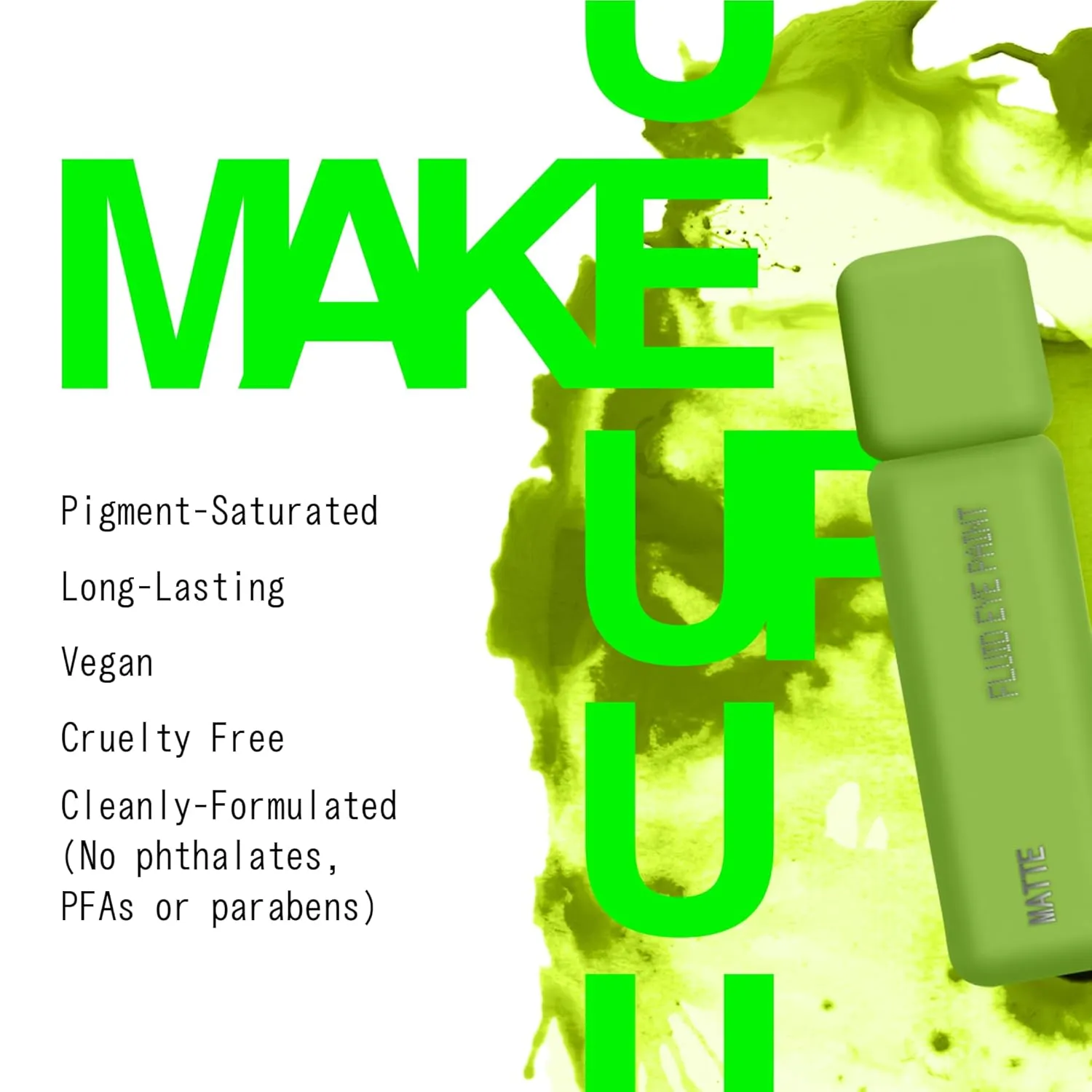 aboutface Matte Fluid Eye Paint Vertigo Flowers – High-Pigment Liquid Eyeshadow, Long-Lasting, No-Budge Matte Finish, Vegan & Cruelty-Free (Bright Green)
