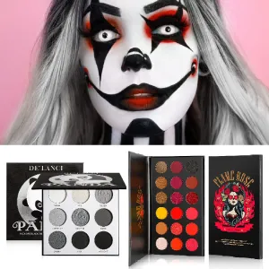 Afflano Black Red Eyeshadow Palette Smokey Eyes Makeup, Highly Pigmented True Red Eye Shadow   Blendable Dark Grey Silver Makeup Palette 2 Pcs., for Halloween SFX Vampire Special Effects Clown Makeup