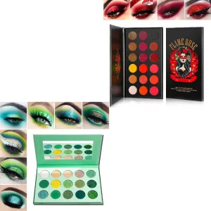 Afflano Christmas Makeup Gift Set Green Red Eyeshadow Palette, Highly Pigmented True Red Makeup Palettes Eye Shadow Forest Emerald Green Yellow 15 Color, Sparkle Eyeshadow Pallet For Women Girl