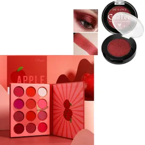 Afflano Chrome Red   Pink Eyeshadow Palette, Ultra Pigmented Duo Chrome Metallic Eyeshadow, Multi-Dimensional Eye Makeup