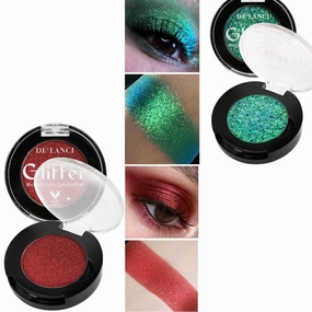 Afflano Multichrome Green Red Eyeshadow 2Pcs., Highly Pigmented Multichrome Eyeshadow Palette, Color Changing Forest Green Glitter Eyeshadow, Dark Red Makeup Eye Shadow, Multi-Dimensional Eyes Look
