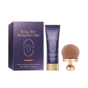All-Over Complexion Perfector with 1 Extra Large Body Makeup Brush,Concealer Cream Hydrating Full Coverage Concealer - Tattoo Cover up Makeup Waterproof， Long-Lasting CC Cream Foundation (Deep)