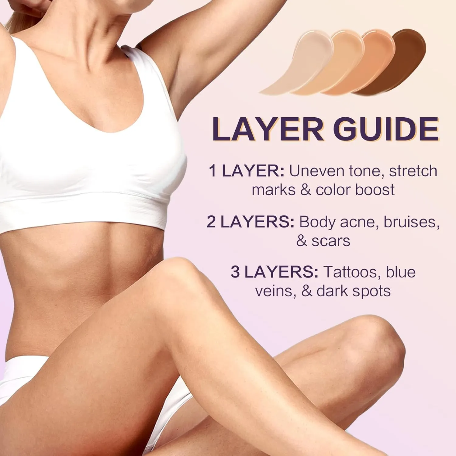 All-Over Complexion Perfector with 1 Extra Large Body Makeup Brush,Concealer Cream Hydrating Full Coverage Concealer - Tattoo Cover up Makeup Waterproof， Long-Lasting CC Cream Foundation (Deep)