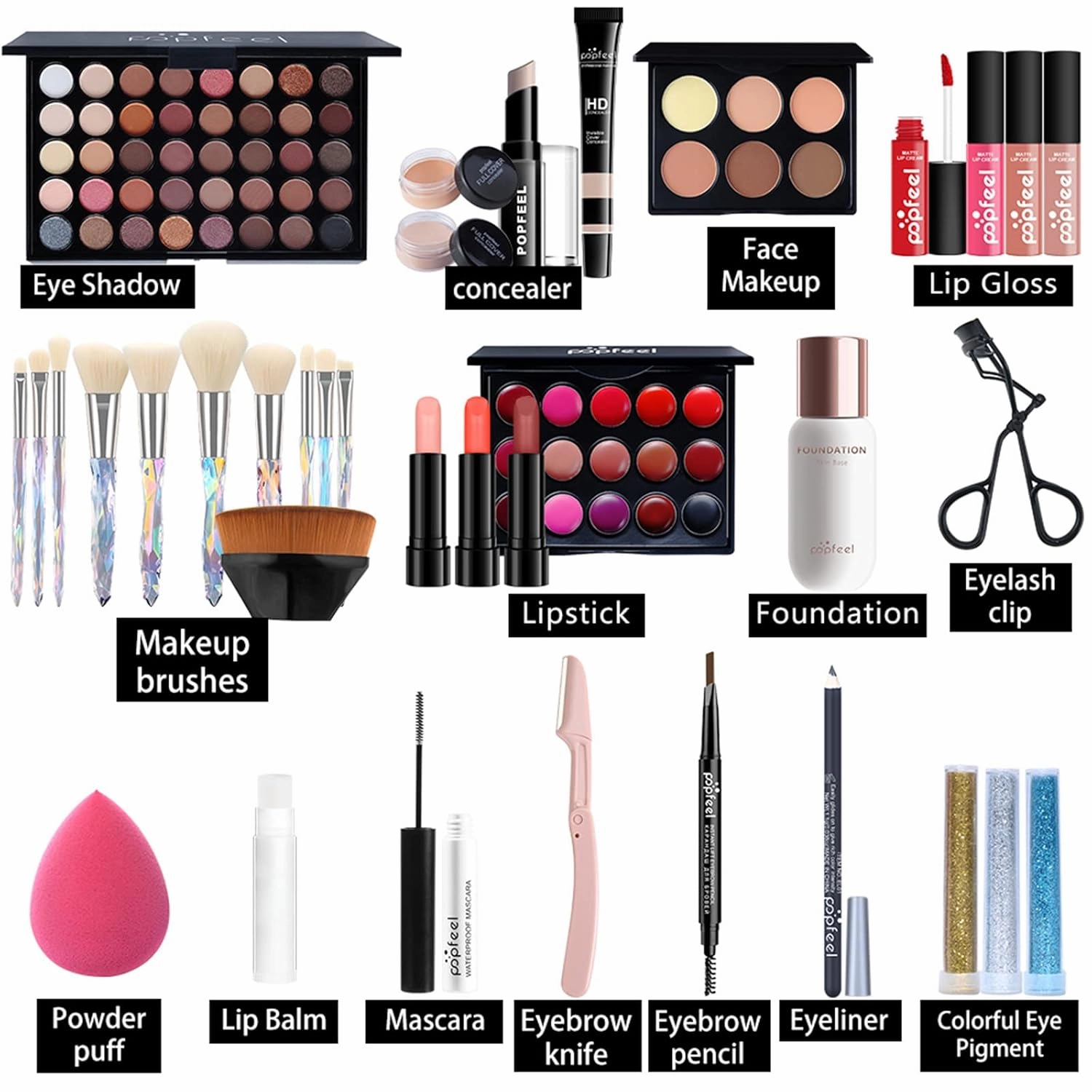 All-in-one Holiday Make up Gift Set | Makeup Kit for Women Full Kit Essential Starter Bundle Include Eyeshadow Palette Lipstick Blush Foundation Concealer Face Powder Mascara Lipgloss Brush