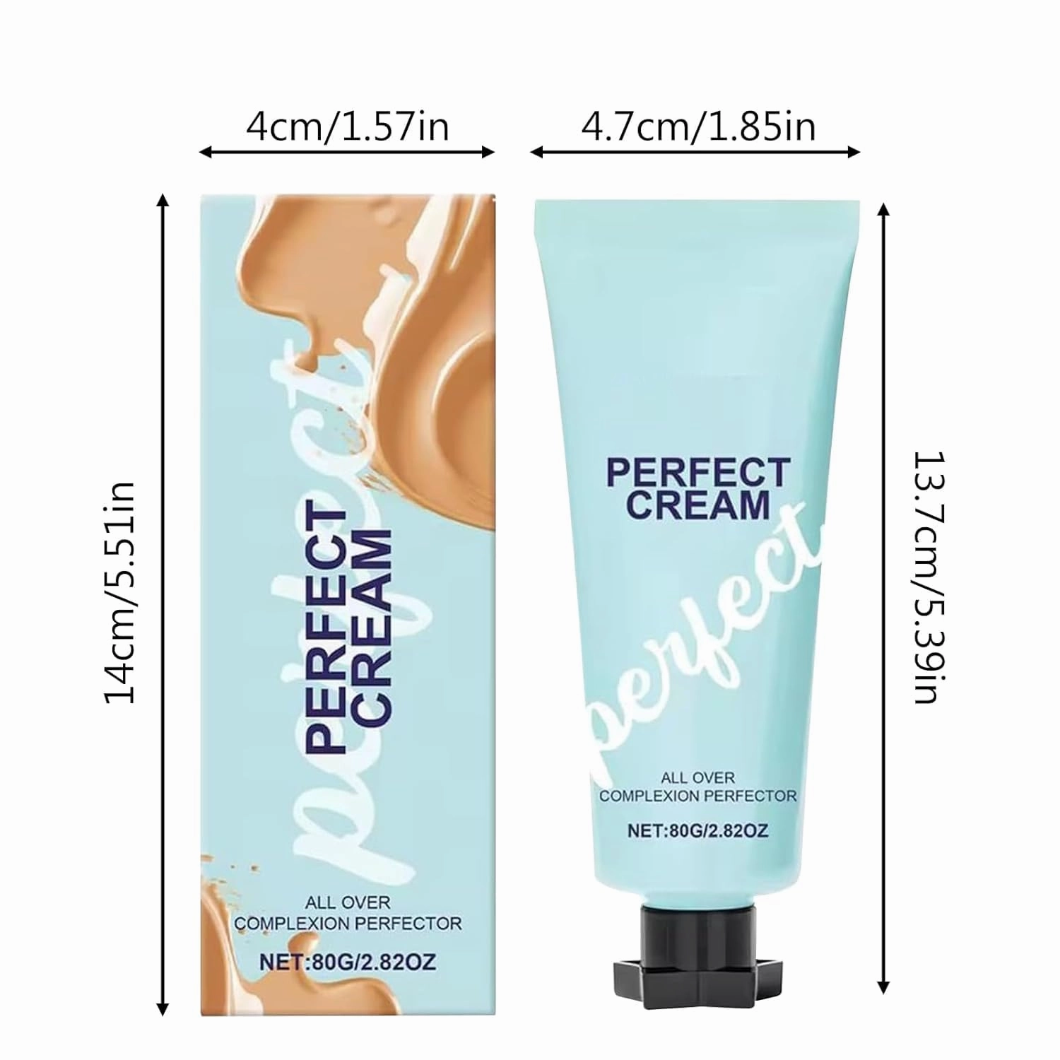 All-Over Complexion Perfector, Hydrating Full Coverage Concealer Cream, Supreme Creme Long-Lasting CC Cream Foundation, Waterproof Transfer-Resistant (2pcs, One Size)