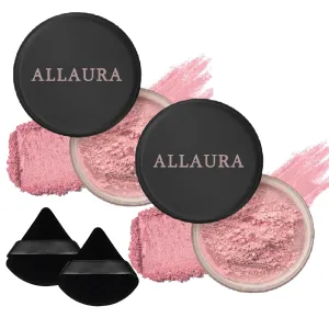 Allura Beauty Blurring Setting Powder - Pink Loose Setting Powder for All Skin Tones (Pink-2Pcs)