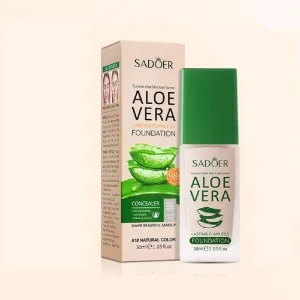 Aloe Vera Makeup Foundation, Long Lasting Full Coverage, Waterproof, Powder and Concealer, Multiple Shades ((Natural color), 30ml)