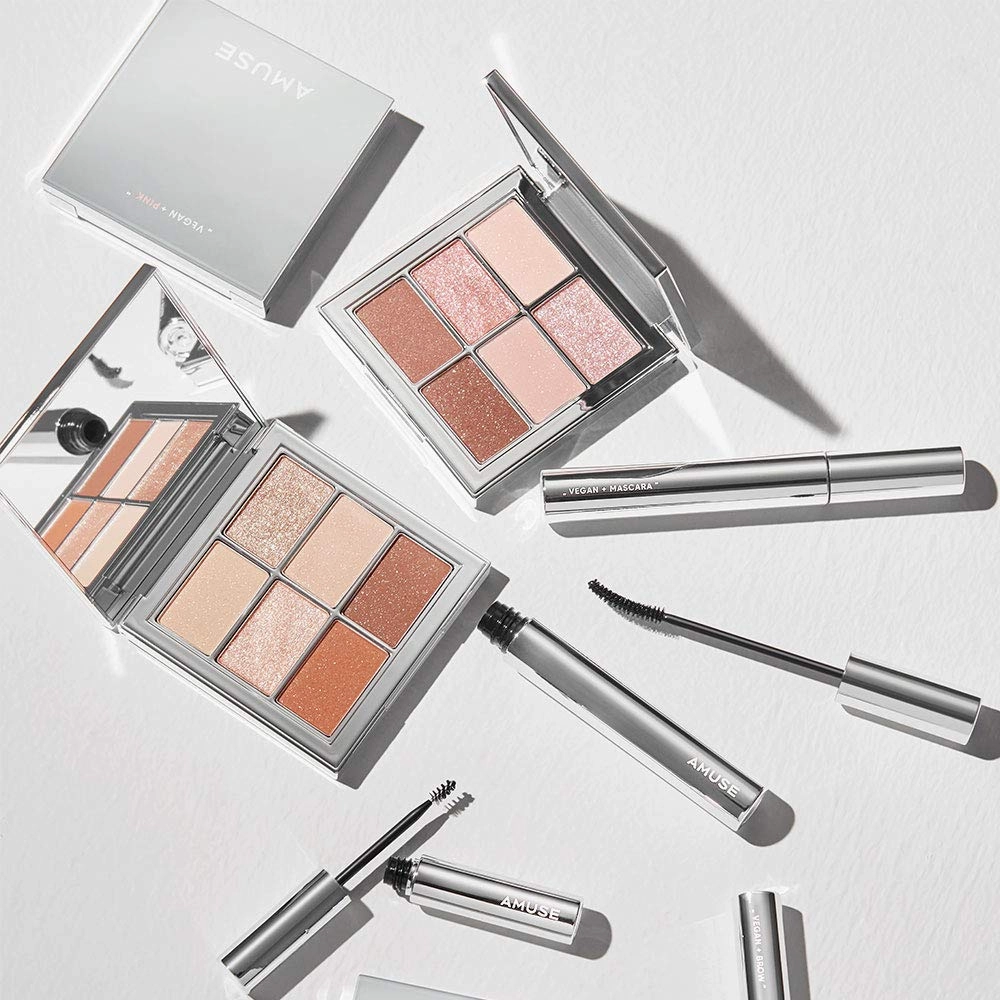AMUSE Eye Vegan Sheer Palette 6 Colors Eyeshadow Matt Shimmery Sheer Glitter Shades K-Beauty Natural Makeup 01 Sheer Nude