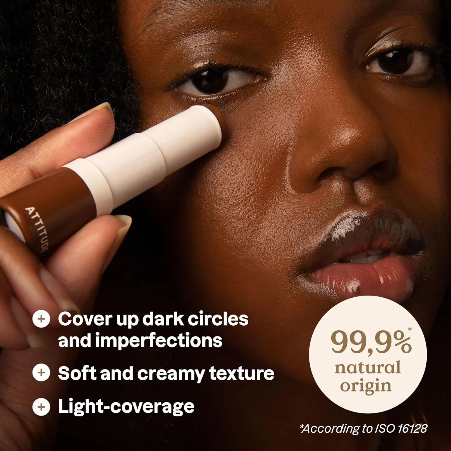 ATTITUDE Oceanly Light Coverage Under Eye Concealer Stick, Titanium Dioxide-Free, EWG Verified, Plastic-Free, Vegan & Cruelty-free Makeup, Espresso, 0.2 Ounces