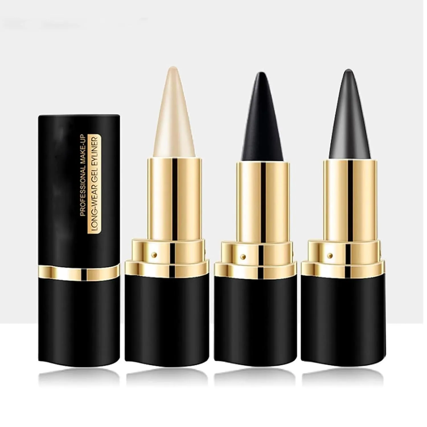 Ayky Long Wear Gel Eyeliner, Ayky Natural Black Eyeliner Cream, 4 Color Gel Eyeliner, Smoky Eye Makeup Pen，Long Wear Gel Eyeliner,Waterproof Smudge Proof, Waterproof Long Wear Liquid Eyeliner (4pcs)