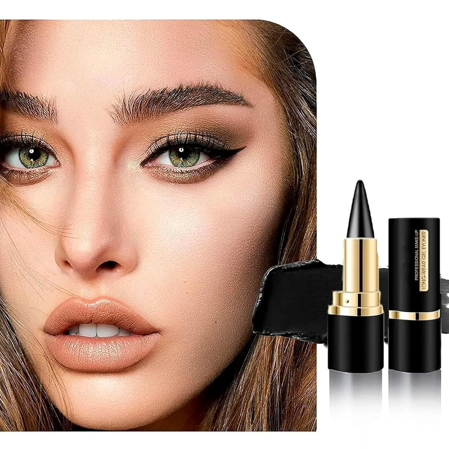 Ayky Long Wear Gel Eyeliner, Ayky Natural Black Eyeliner Cream, 4 Color Gel Eyeliner, Smoky Eye Makeup Pen，Long Wear Gel Eyeliner,Waterproof Smudge Proof, Waterproof Long Wear Liquid Eyeliner (4pcs)