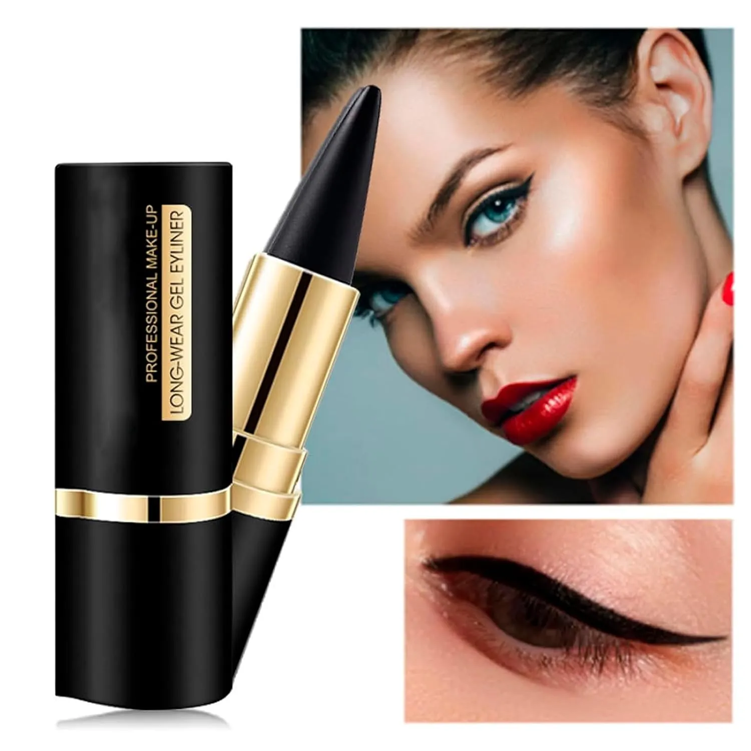 Ayky Long Wear Gel Eyeliner, Ayky Natural Black Eyeliner Cream, 4 Color Gel Eyeliner, Smoky Eye Makeup Pen，Long Wear Gel Eyeliner,Waterproof Smudge Proof, Waterproof Long Wear Liquid Eyeliner (4pcs)