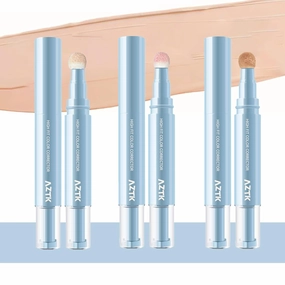 Aztk Concealer Pen, Liquid Concealer With Sponge Head, Multifunctional Concealer Pen Eye and Lip Area, AZTK Makeup Facial Highlighter, Multi-Use Color Corretor Concealer (#01 #02 #03)