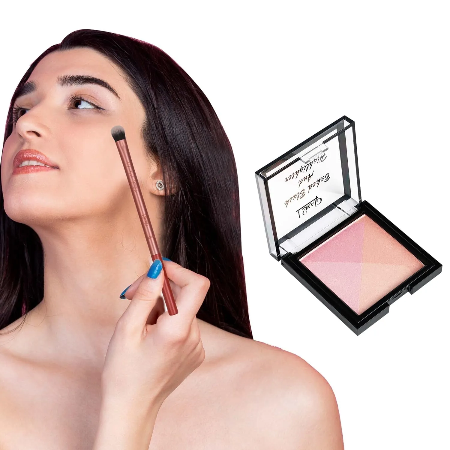 Baked Blush & Highlighter| Shimmery Look For Bronzed Glowing Skin |Light Weight|Blends Smoothly|7gm(SHADE-03)