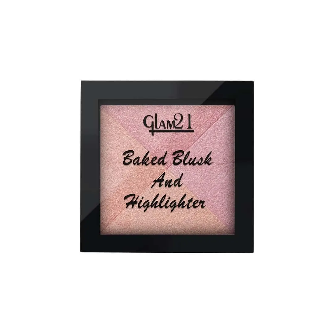 Baked Blush & Highlighter| Shimmery Look For Bronzed Glowing Skin |Light Weight|Blends Smoothly|7gm(SHADE-03)