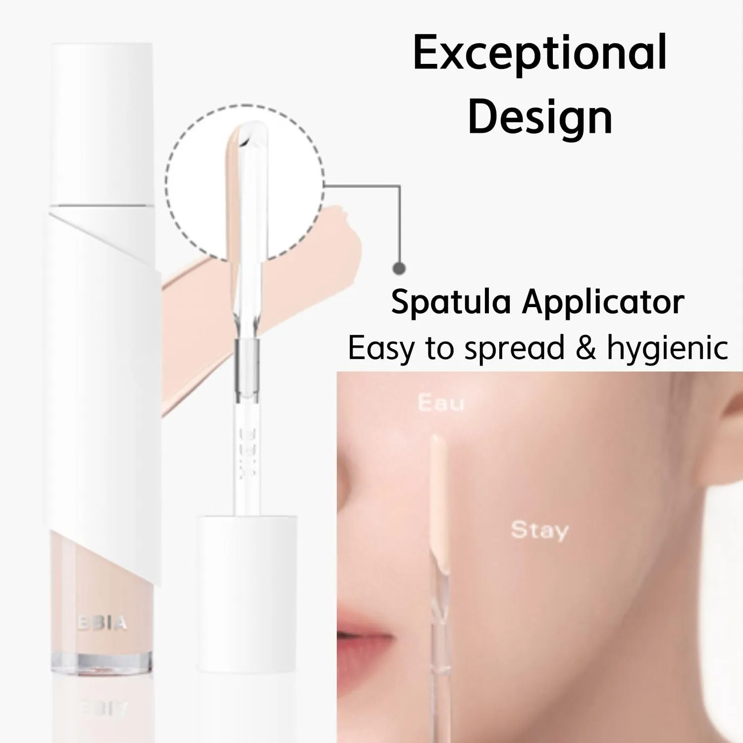 BBIA EAU Stay Concealer - All Day Fitting Natural Coverage Liquid Concealer, Spatula Applicator Tip, Comfortable Lightweight & Longlating, High Fitting, Vegan, Korean Makeup (22 BEIGE, Pack of 1)