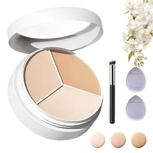 Beaccustomed Tricolor Concealer, Beaccustomed Color Corrector Palette, Tri Color Highlight Contour under Eye Concealer Pot Full Coverage for Dark Circles,Spots,Tear Trough (1pc, 0.52 Fl Oz)
