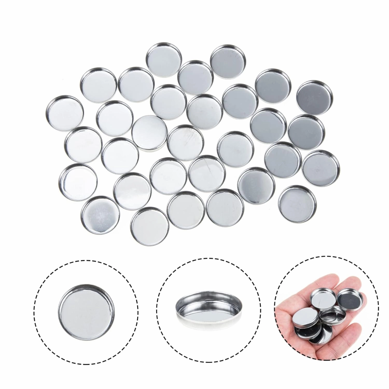 Beaupretty 120pcs Round Empty Metal Makeup Pans for Eyeshadow Highlighter Lightweight Cosmetic Accessory for Makeup Artists Easy to Use Travel-friendly