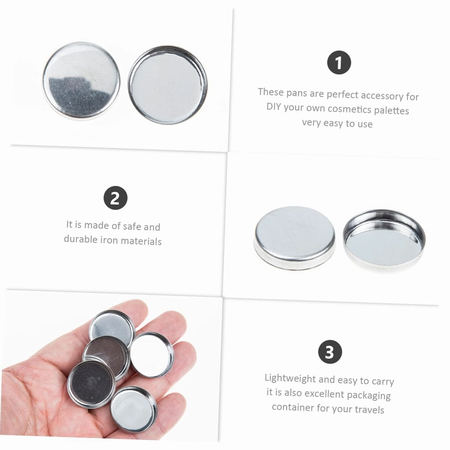 Beaupretty 120pcs Round Empty Metal Makeup Pans for Eyeshadow Highlighter Lightweight Cosmetic Accessory for Makeup Artists Easy to Use Travel-friendly