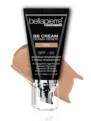 bellapierre BB Cream with SPF 20 - Tinted Sunscreen, Concealer, Matte Foundation, & Moisturizing Face Cream | Lightweight Formula   Pump Top Applicator | Non-Toxic & Paraben Free | 1.7 Oz - Tan
