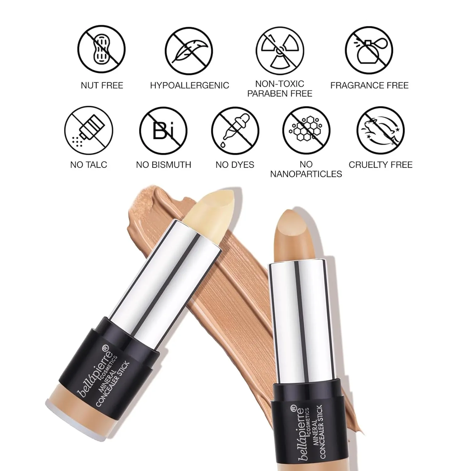bellapierre Mineral Concealer Stick | Easy to Blend Natural Wax Matte Makeup | Hides Acne, Discoloration & Blemishes | Non-Toxic and Paraben Free | All Day Wear - (Light/Medium)