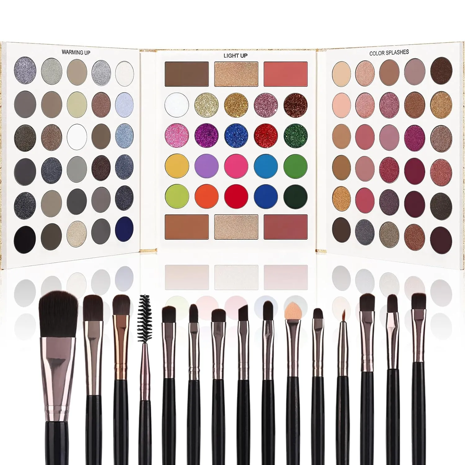 Black Grey Eyeshadow Makeup Palette   15 Brushes Set, 86 Colors Matte Glitter Highly Pigmented Long Lasting Eye shadow, Blush, Contour, Highlighter All in One Make Up Kit for Halloween & Daily Use