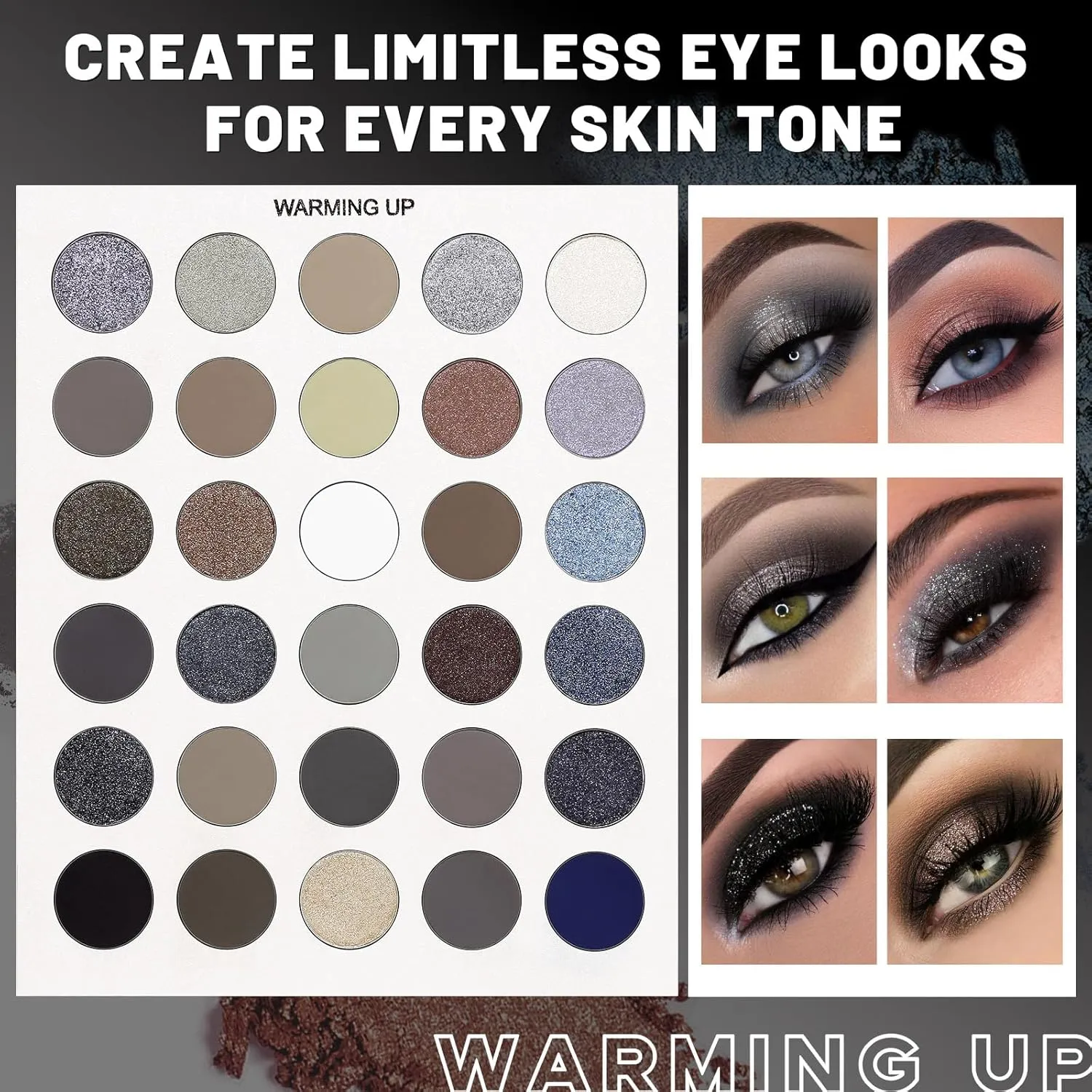 Black Grey Eyeshadow Makeup Palette   15 Brushes Set, 86 Colors Matte Glitter Highly Pigmented Long Lasting Eye shadow, Blush, Contour, Highlighter All in One Make Up Kit for Halloween & Daily Use