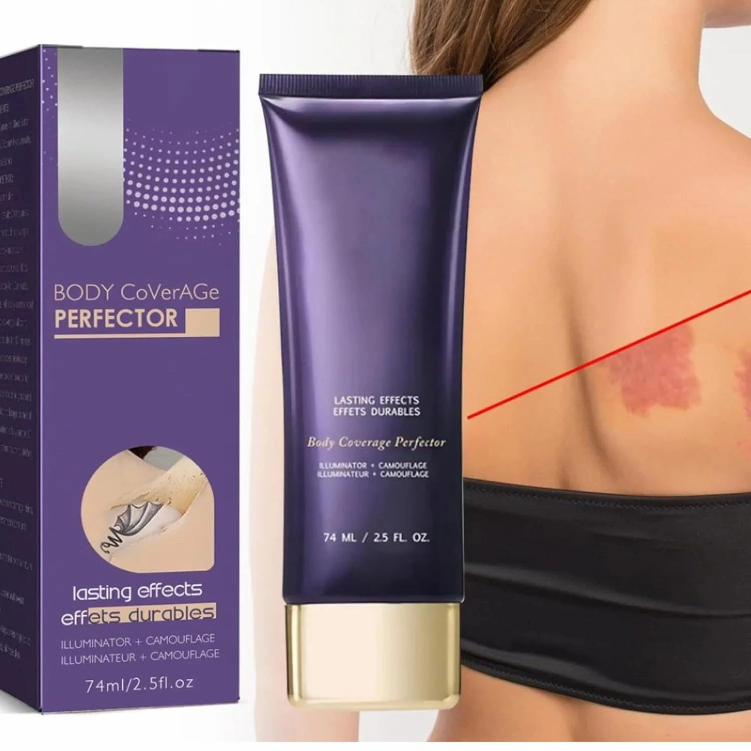 Body Coverage Perfector, Water-Resistant Illuminating Concealer, 2.5 fl oz, Long-Lasting Makeup for Dark Spots and Skin Coverage