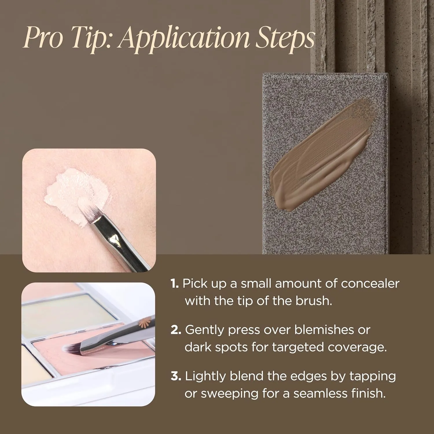 Brush 712 Concealer Brush – Precision Brush for Spot Coverage and Delicate Areas, Ideal for Under-Eye and Around Lips, Smooth Application Without Caking, Works with Cream & Liquid Concealers