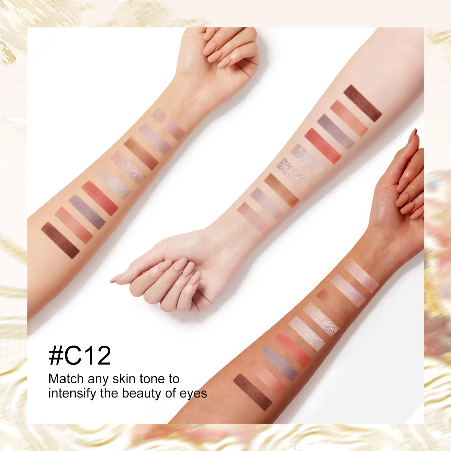Catkin Eyeshadow Palettes 9 Blendable Shades Smooth Long Lasting Eyeshadow Matte and Glitter Eye Makeup Highly Pigmented Makeup Palettes C12