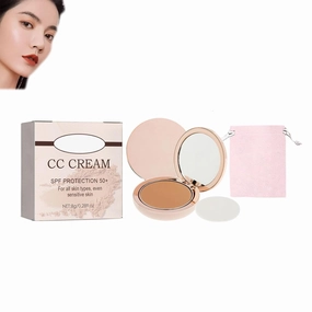 CC Creamy Compact Spf 50, Full Coverage Concealer, Foundation Concealer, Color Correcting Concealer, Always CC Creamy Compact Spf 50  and Pouch (Medium Brown)