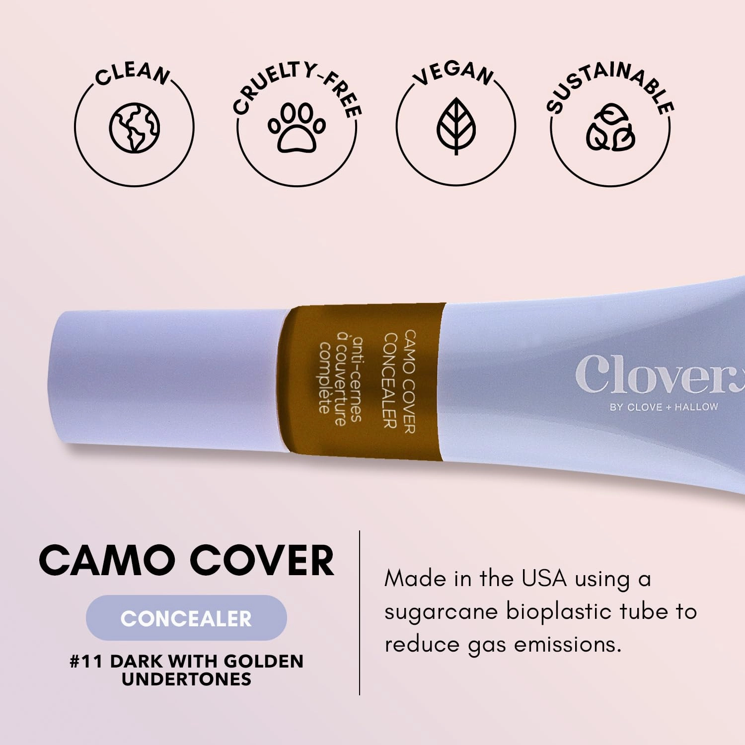 Clover Camo Cover Face & Under Eye Concealer Cruelty-Free & Vegan Natural Makeup