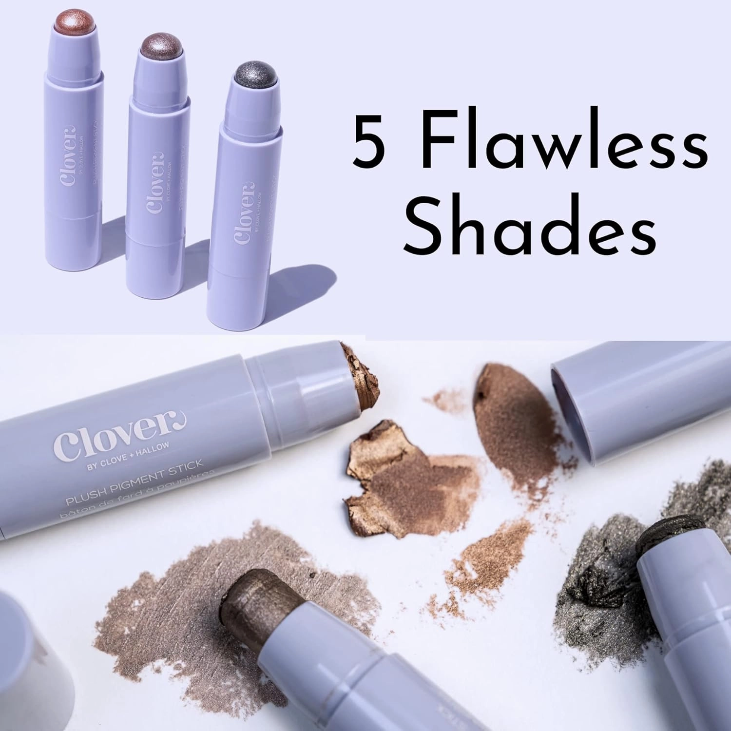 Clover Plush Pigment Cream Eyeshadow Stick | Creamy Texture, Long Lasting Eye Makeup, Less Smudge, Shimmery Eyeshadow | Cruelty-Free & Vegan Eye Makeup | Shade - Showstopper