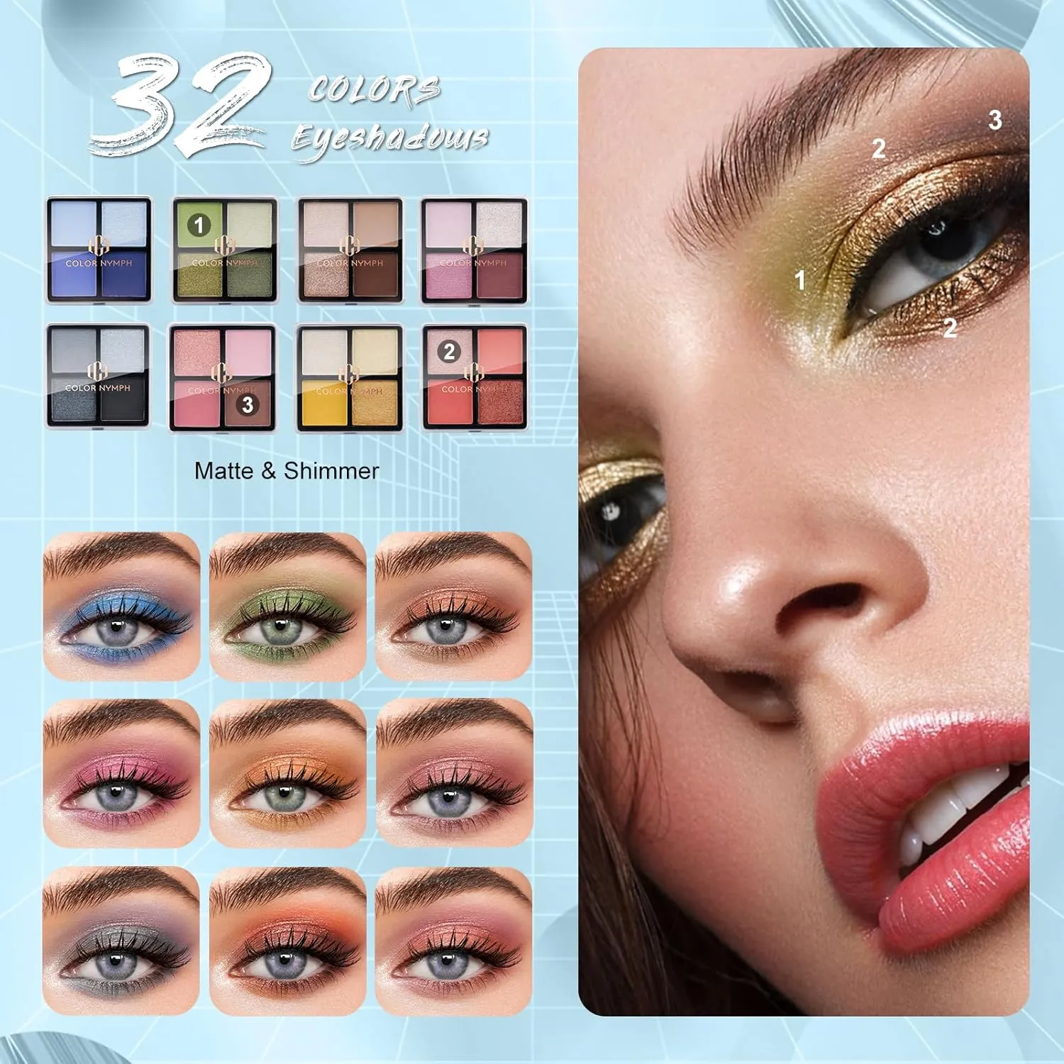 Color Nymph Girls Makeup Kit For Teens Girls With Train Case, Full Starter Cosmetics Makeup Set Included 32 Colors Eyeshadow, Bronzer, Contour Powder, Blush, Highlighter, Lip Gloss (White)